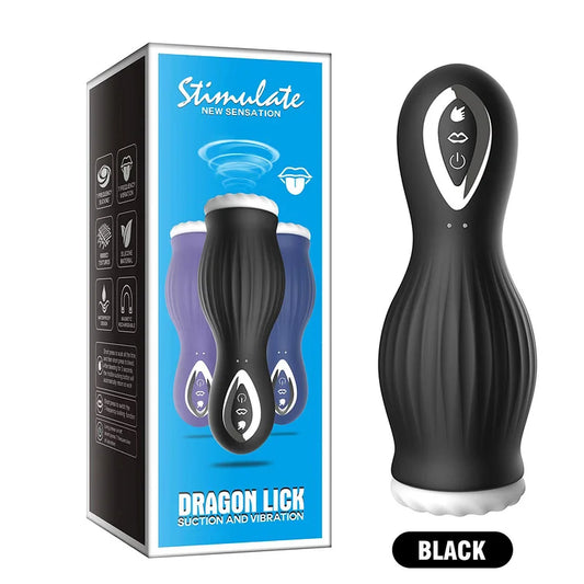 MASTURBADOR DE COPA CON VIBRACIÓN Y LAMIDO DRAGON LICK