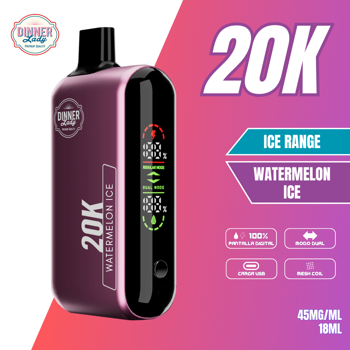 VAPER DINNER LADY 20.000 PUFFS SANDÍA REFRESCANTE