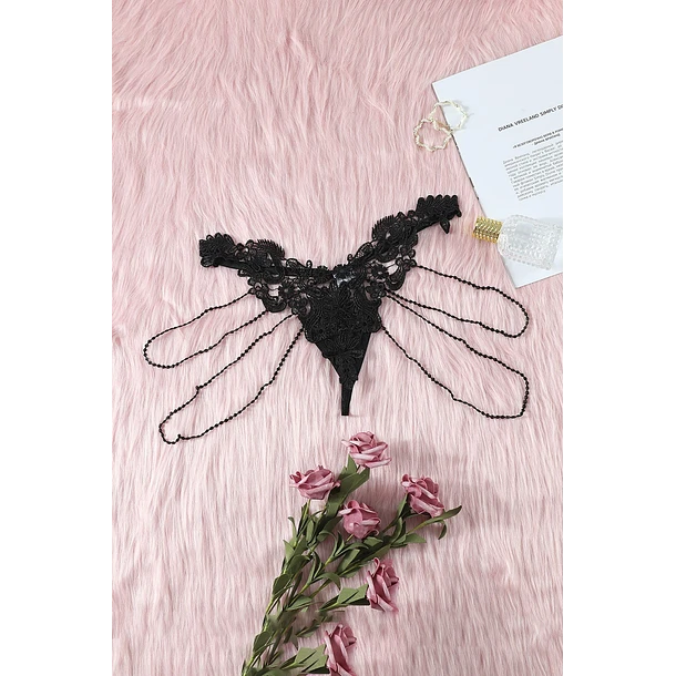 COLALESS BORDADO Y TIRAS NEGRO