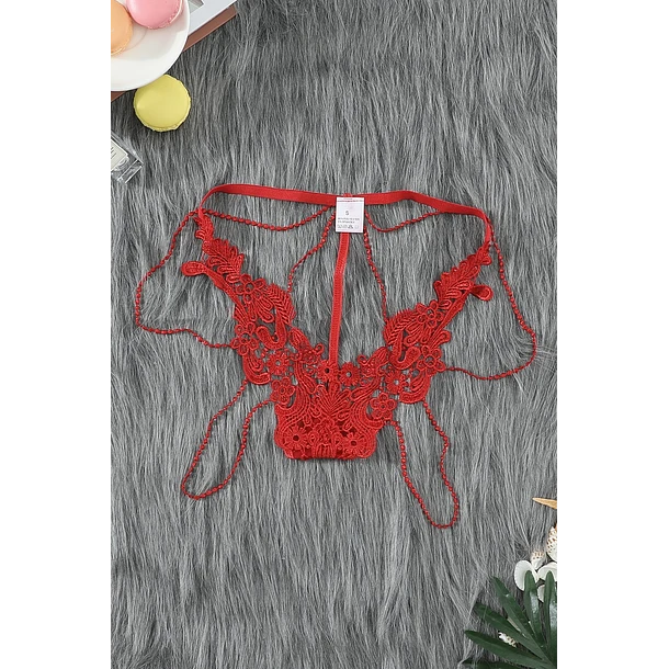 COLALESS BORADO Y TIRAS ROJO