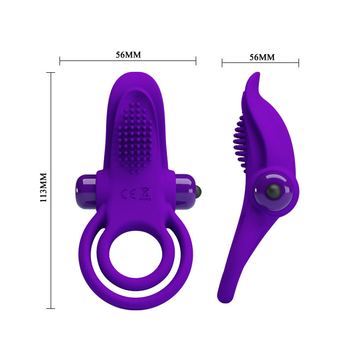 ANILLO VIBRADOR DOBLE LENGUA MORADA