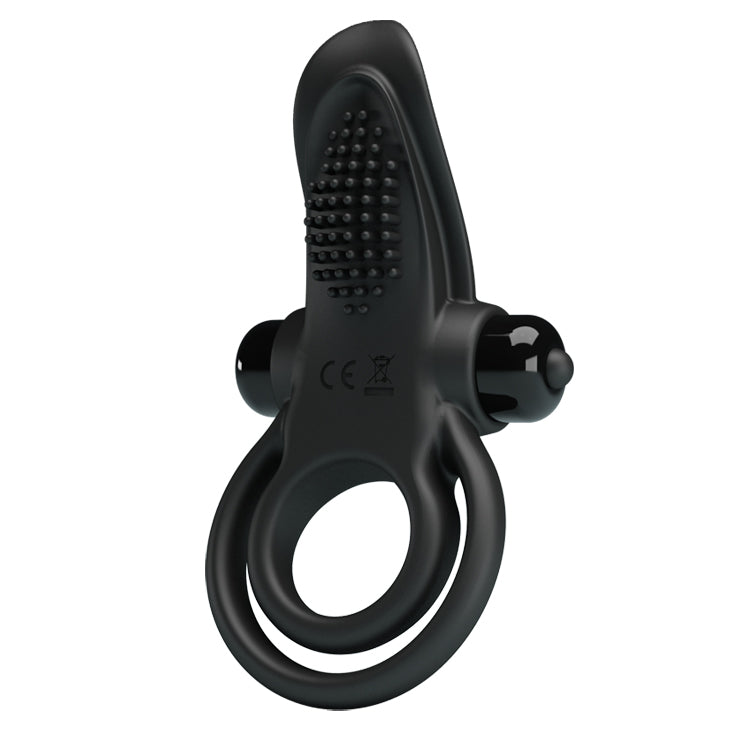 ANILLO VIBRADOR DOBLE LENGUA NEGRO