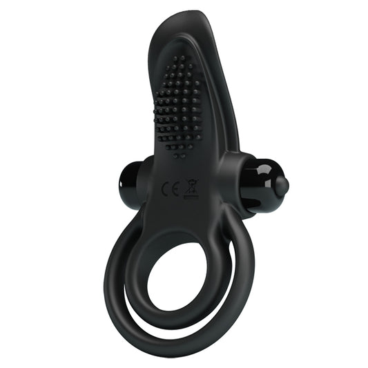 ANILLO VIBRADOR DOBLE LENGUA NEGRO