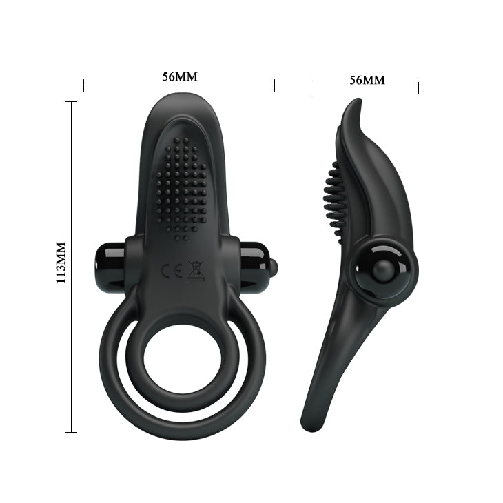 ANILLO VIBRADOR DOBLE LENGUA NEGRO