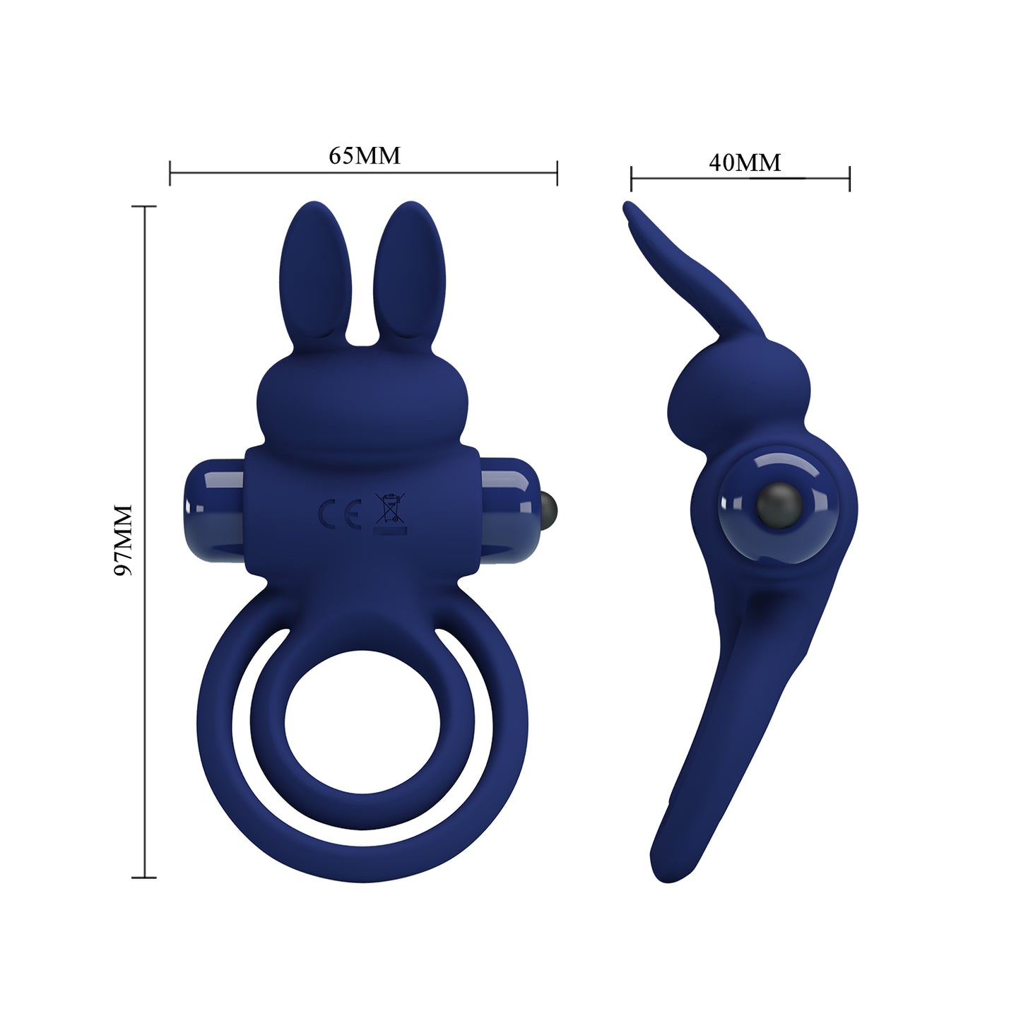 ANILLO VIBRADOR CON DOBLE FIJACIÓN DE CONEJO AZUL