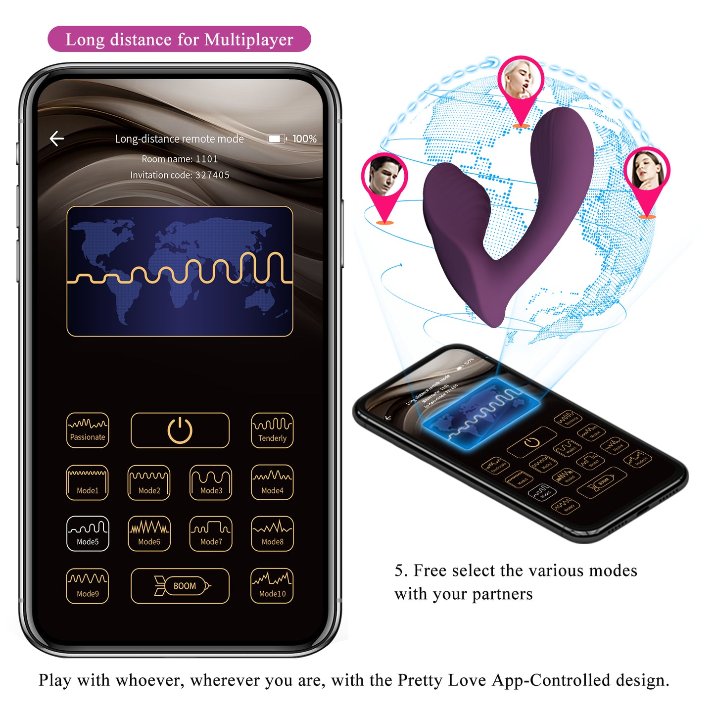 VIBRADOR DUAL CON CONTROL POR APP FRANZ PRETTY LOVE