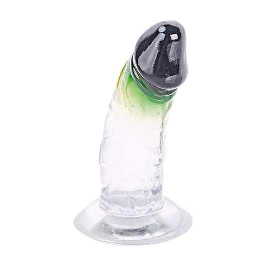 DILDO CURVO REALISTA TRANSPARENTE BI COLOR