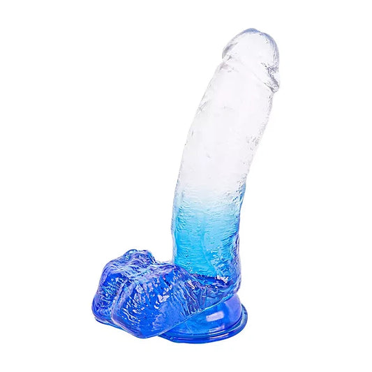 DILDO REALISTA TRANSPARENTE BICOLOR CON VENTOSA