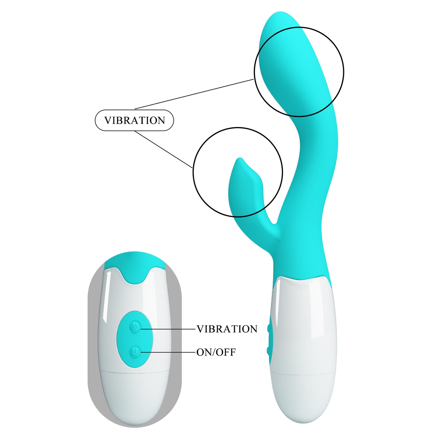 VIBRADOR DUAL BRIGTHY TURQUESA