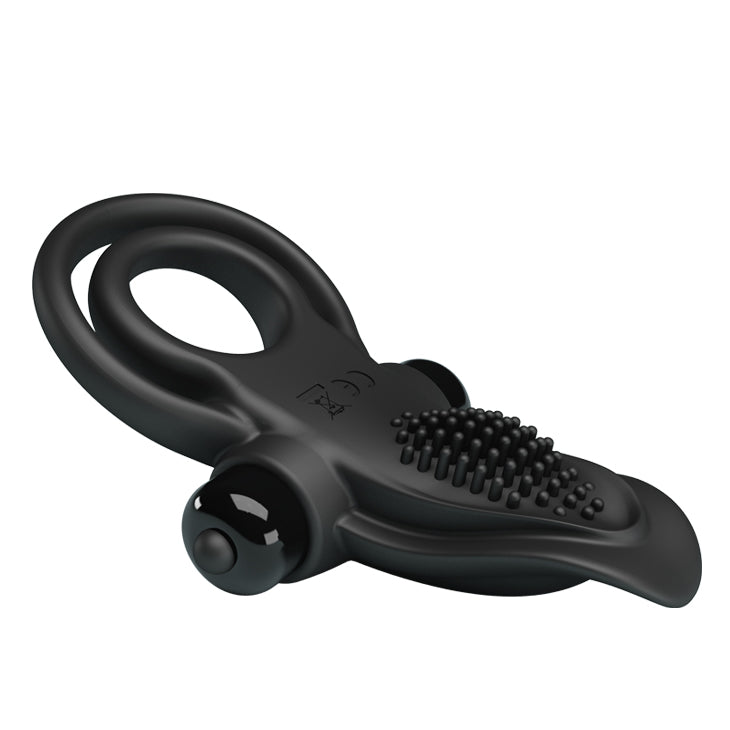 ANILLO VIBRADOR DOBLE LENGUA NEGRO