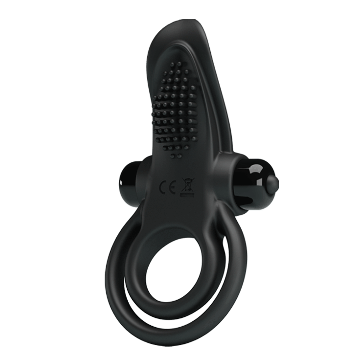 ANILLO VIBRADOR DOBLE LENGUA NEGRO