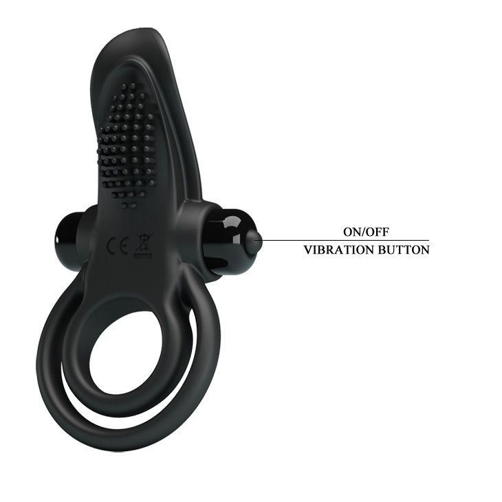 ANILLO VIBRADOR DOBLE LENGUA NEGRO