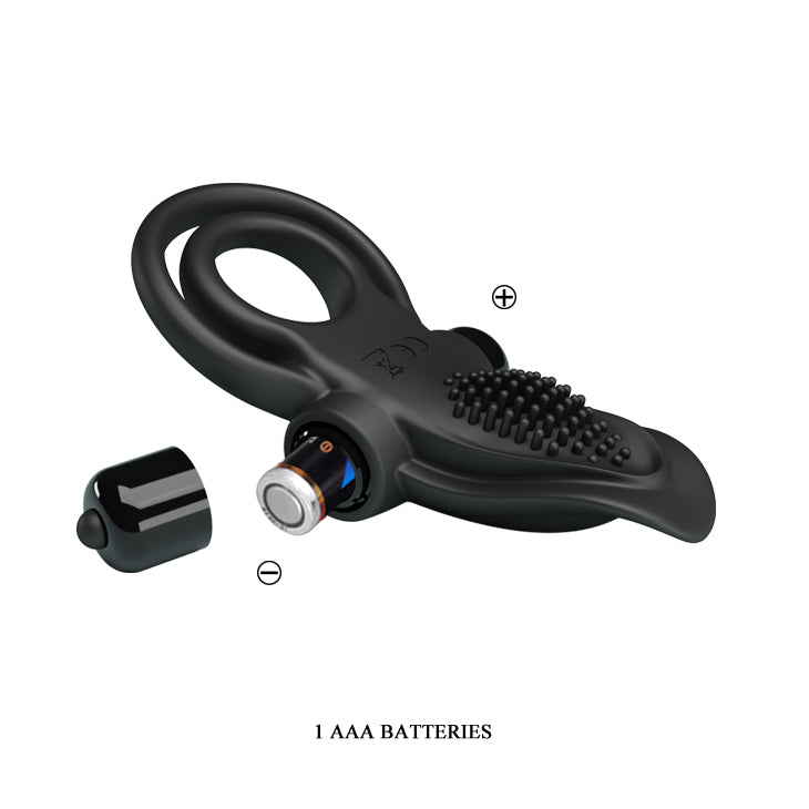 ANILLO VIBRADOR DOBLE LENGUA NEGRO