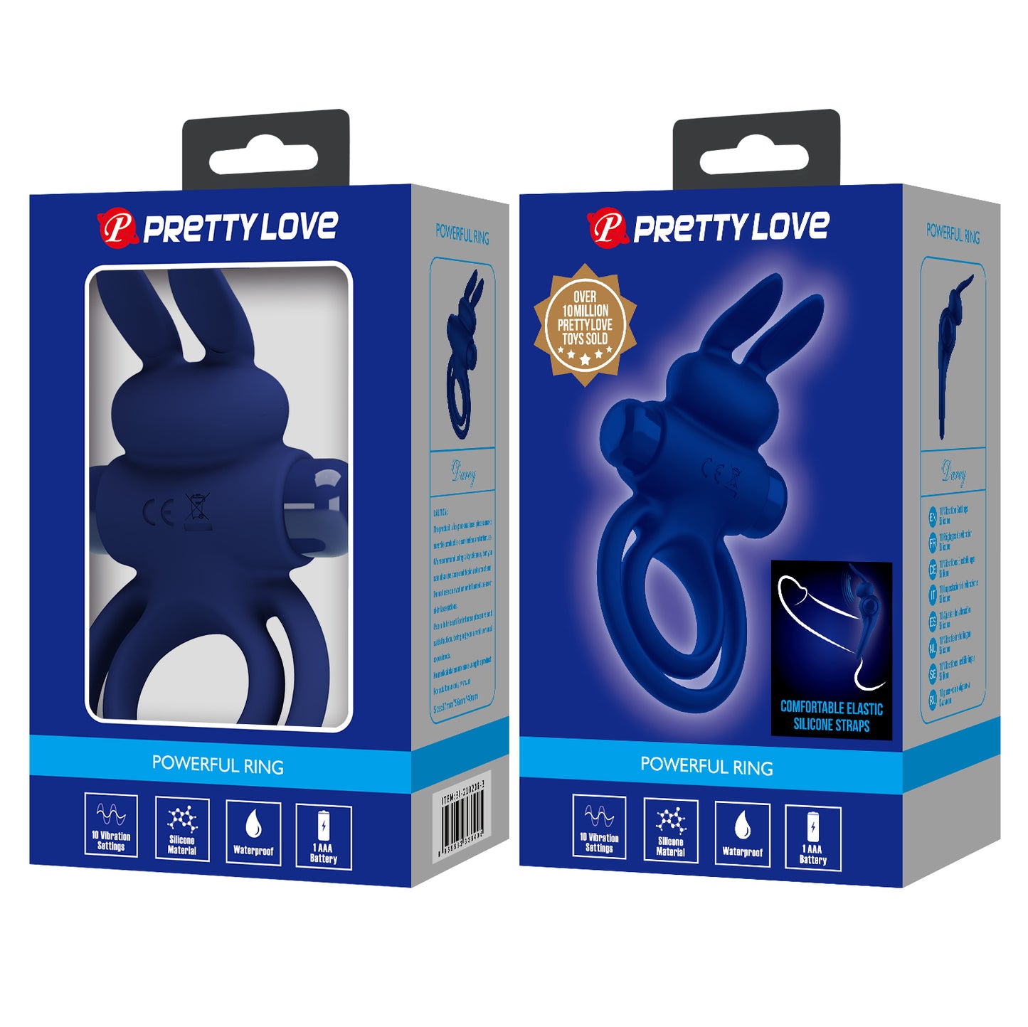 ANILLO VIBRADOR CON DOBLE FIJACIÓN DE CONEJO AZUL